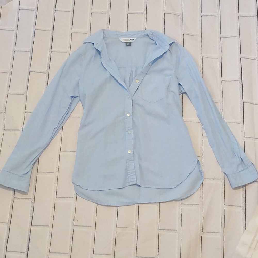Women's Powder Blue Button Down Top